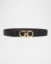 Ferragamo Adjustable Length Gold-tone Buckle Smooth Finish In Black