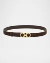 Ferragamo Reversible Hooks Leather Belt Smooth Finish In Brown