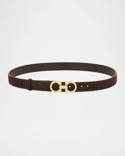 FERRAGAMO DONNA SUEDE DOUBLE GANCINI BELT
