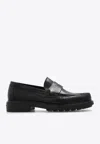 Ferragamo Brogues With Low Block Heel And Stitch Detailing In Black