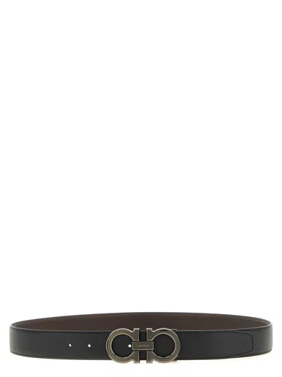 Ferragamo Doppio Gancini Belt In Black