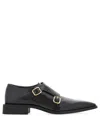 Ferragamo Double Monkstrap Leather Loafers In Black