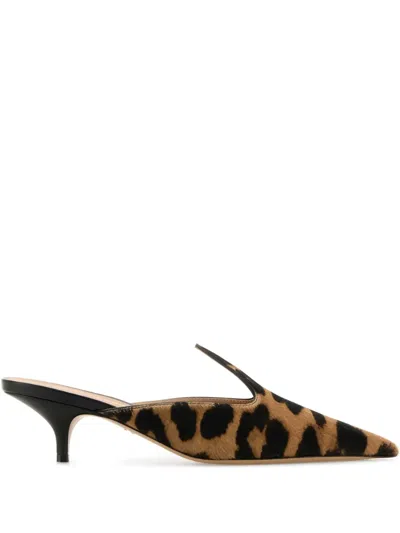 Ferragamo Dorye Leopard-print Calf Hair Mules In Multi
