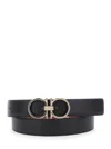 Ferragamo Black Reversible Belt With Gancini Buckle Closure In Grained Leather Man In Black