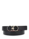 Ferragamo Black Reversible Belt With Gancini Buckle Closure In Grained Leather Man In Black