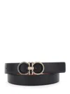 Ferragamo Black Reversible Belt With Gancini Buckle Closure In Grained Leather Man In Black