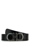 Ferragamo Salvatore  Man's Bicolor Leather Belt With Logo Buckle