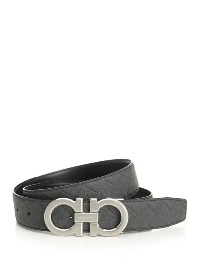 Ferragamo Double Adjus Adjus Classic Gancino Buckle Belts Black