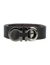 Ferragamo Reversible And Adjustable Gancini Belt In Black