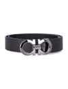 Ferragamo Reversible And Adjustable Gancini Belt In Black
