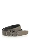 Ferragamo Double Adjus Classic Gancino Buckle Belts Grey In Gray