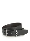 Ferragamo Black Reversible Belt With Gancini Buckle Belt In Grained Leather Man In Black