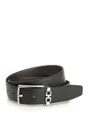 Ferragamo Black Reversible Belt With Gancini Buckle Belt In Grained Leather Man