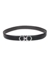 Ferragamo Adjustable Reversible Leather Belt With Metal Buckle
