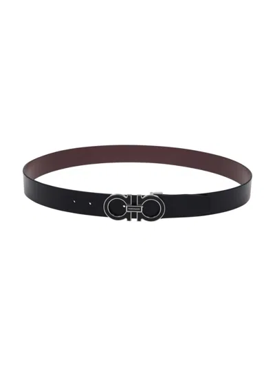 Ferragamo Double Adjustable Belt 35mm In Black