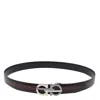 Ferragamo Men Gancini Adjustable And Reversible Belt In Brown