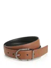 Ferragamo Double Adjustable Classic Round Buckle Belts Brown In Brown