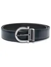 Ferragamo Double Adjustable Gancini Belt In Blue
