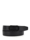 Ferragamo Black Reversible Belt With Gancini Buckle On The Front And All-over Gancini Motif In Leather Woman In Black