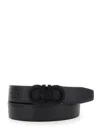 Ferragamo Black Reversible Belt With Gancini Buckle On The Front And All-over Gancini Motif In Leather Woman In Black