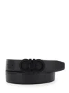 Ferragamo Black Reversible Belt With Gancini Buckle On The Front And All-over Gancini Motif In Leather Woman In Multicolor
