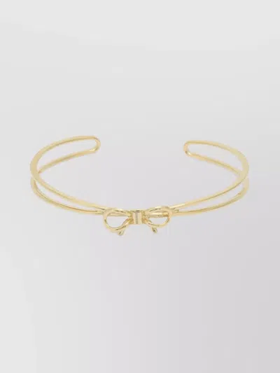 Ferragamo Double Band Cuff Bracelet Bow Detail In Gold