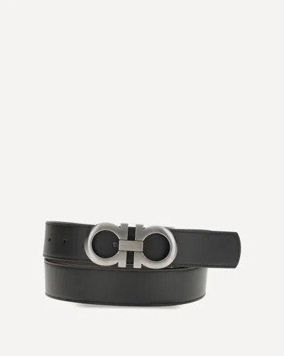 Ferragamo Men Double Belt In Black