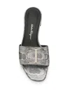 Ferragamo Double Bow 30mm Sandals In Silver
