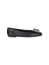 Ferragamo Double Bow Ballet Flats In Black