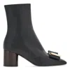 Ferragamo Women's Leonia Leather Ankle Boots In Black