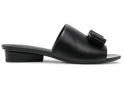 Pre-owned Ferragamo Double Bow Mule Sandals (women's) Sneakers In Black