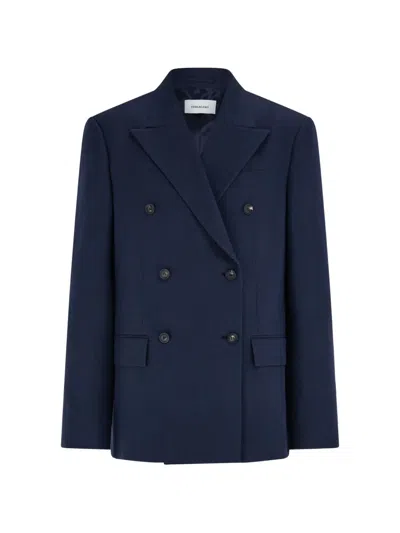 Ferragamo Double Breasted Blazer In Blue