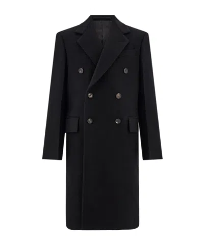 Ferragamo Double Breasted Coat In Black
