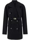 Ferragamo Double-breasted Coat In Black