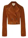 Ferragamo Double-breasted Cropped Jacket In Brown