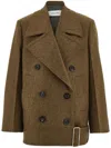 Ferragamo Double Wool And Cashmere Peacoat In Green