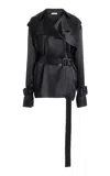 Ferragamo Double-breasted Satin Blouse In Black