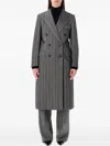 Ferragamo Oversized Double-breasted Chevron Wool Coat In Gray