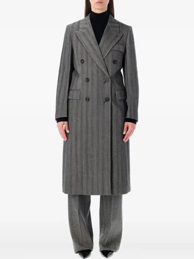 FERRAGAMO DOUBLE-BREASTED STRIPED COAT