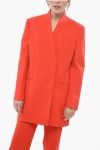 Ferragamo Double-breasted Virgin Wool Reverless Blazer