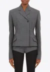 Ferragamo Double-breasted Wool Blazer In Gray