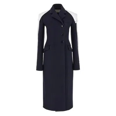 Ferragamo Double-breasted Wool Coat In Blue