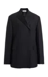 Ferragamo Double-breasted Wool-faille Blazer In Black
