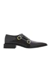 Ferragamo Double Monkstrap Leather Loafers In Black