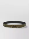 Ferragamo Double Buckle Reversible Gancini Belt In Green