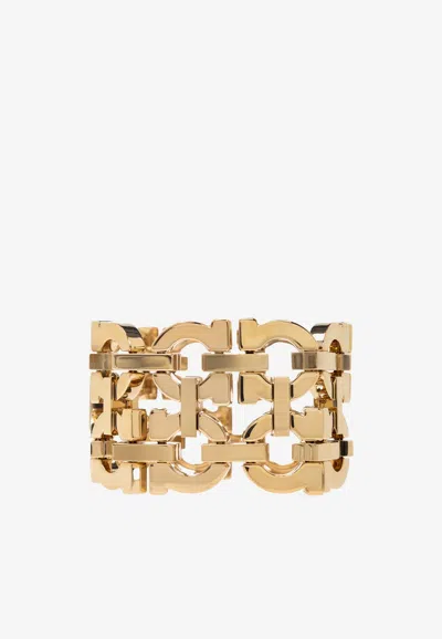 Ferragamo Double Chain Gancini Brass Bracelet