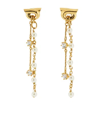 Ferragamo Double Drop Earrings In Gold