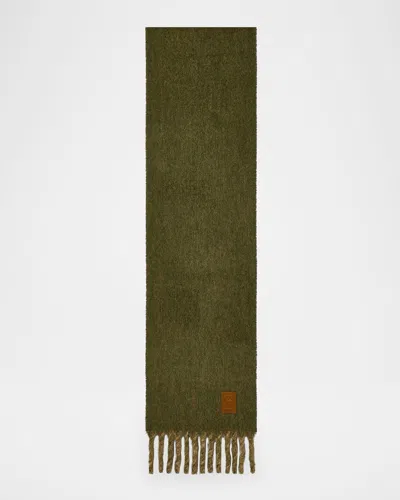 Ferragamo Double-face Fringe Scarf In Green