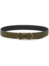 Ferragamo Double Finish Buckle Reversible Gancini Belt In Black