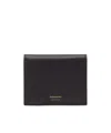 Ferragamo Logo Stamp Compact Wallet In Calf Leather In Black